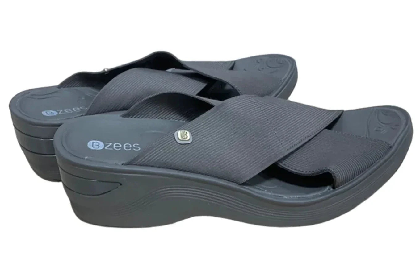 Sandals Heels Wedge By Bzees In Grey, Size: 8.5