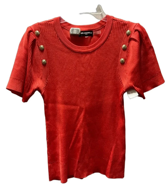 Top Short Sleeve Designer By Karl Lagerfeld In Orange, Size: L