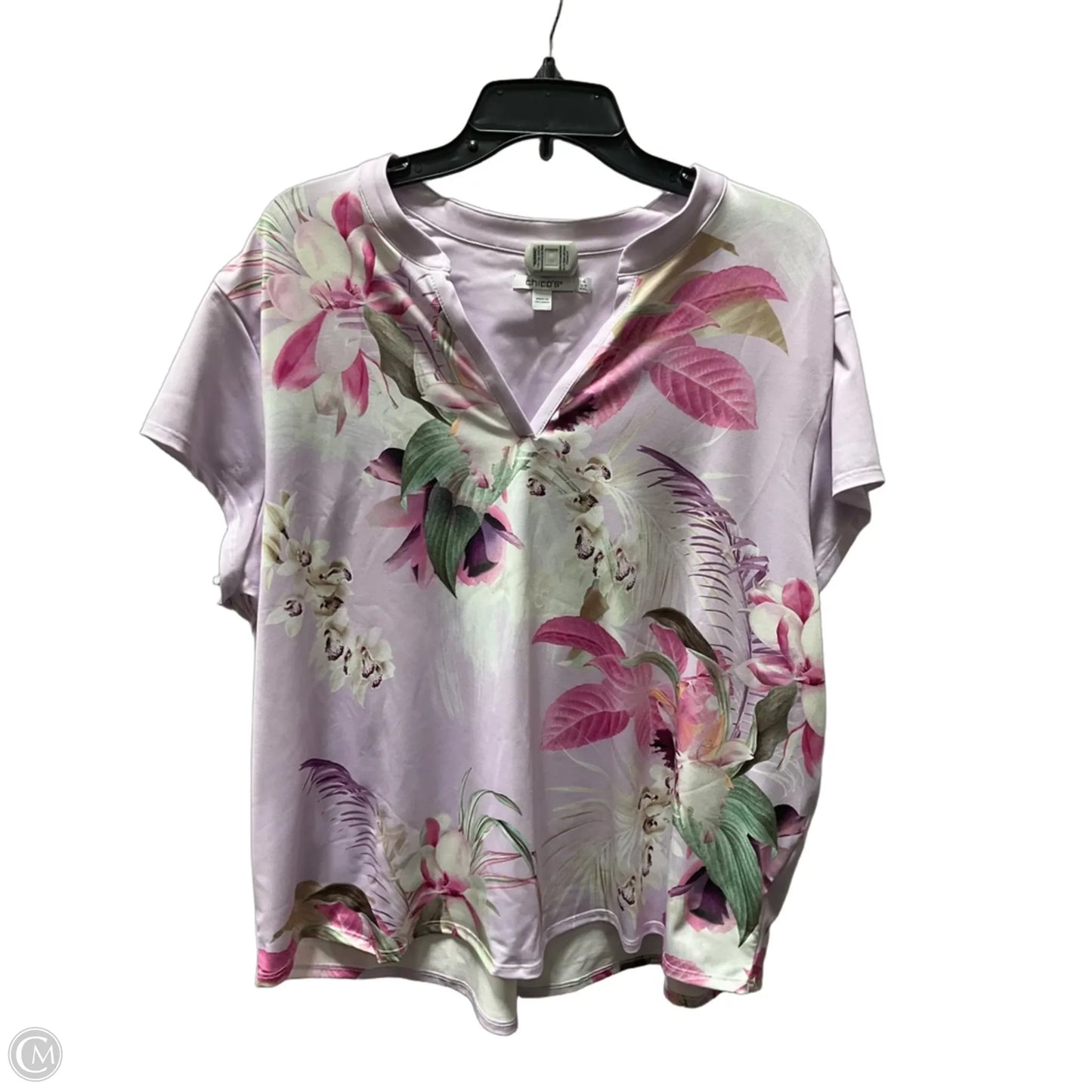 Top Short Sleeve By Chicos In Purple, Size: Xxl