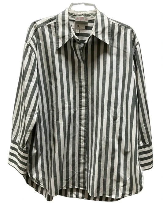 Blouse Long Sleeve By Banana Republic In Striped Pattern, Size: L
