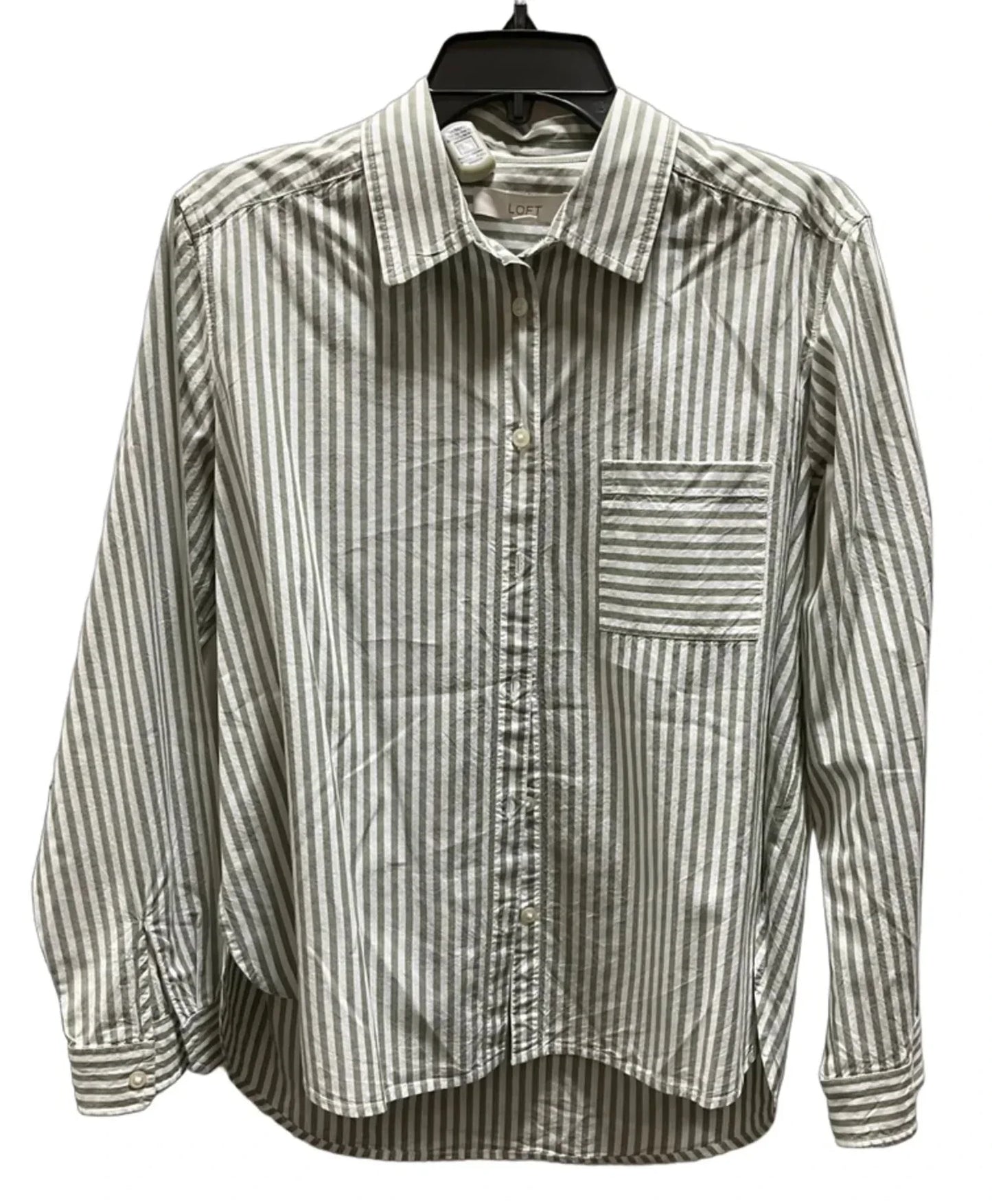 Blouse Long Sleeve By Loft In Striped Pattern, Size: L