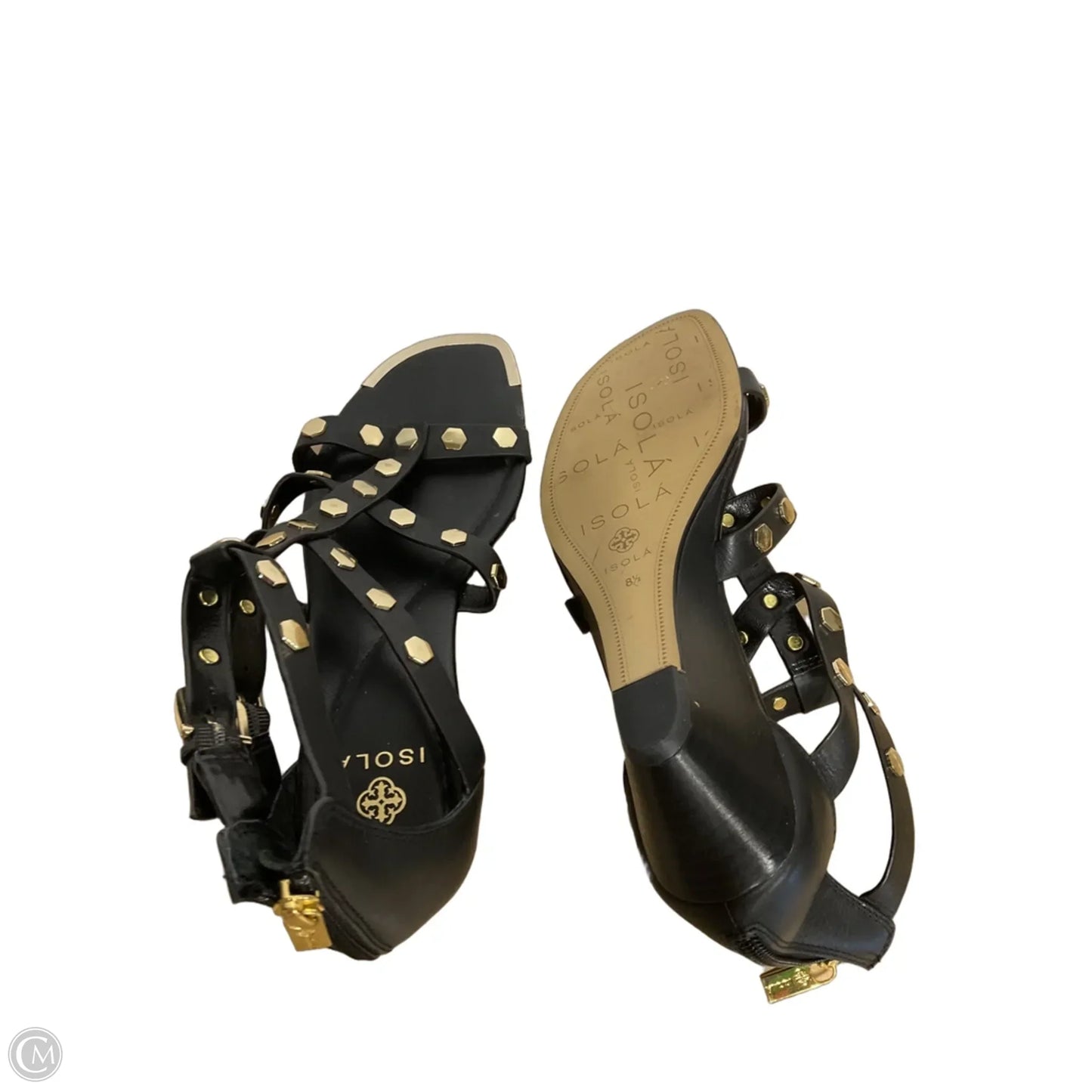 Sandals Heels Wedge By Isola In Black, Size: 8.5