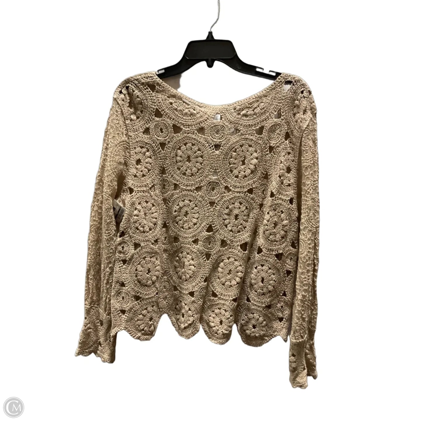 Top Long Sleeve By Cato In Tan, Size: Xl