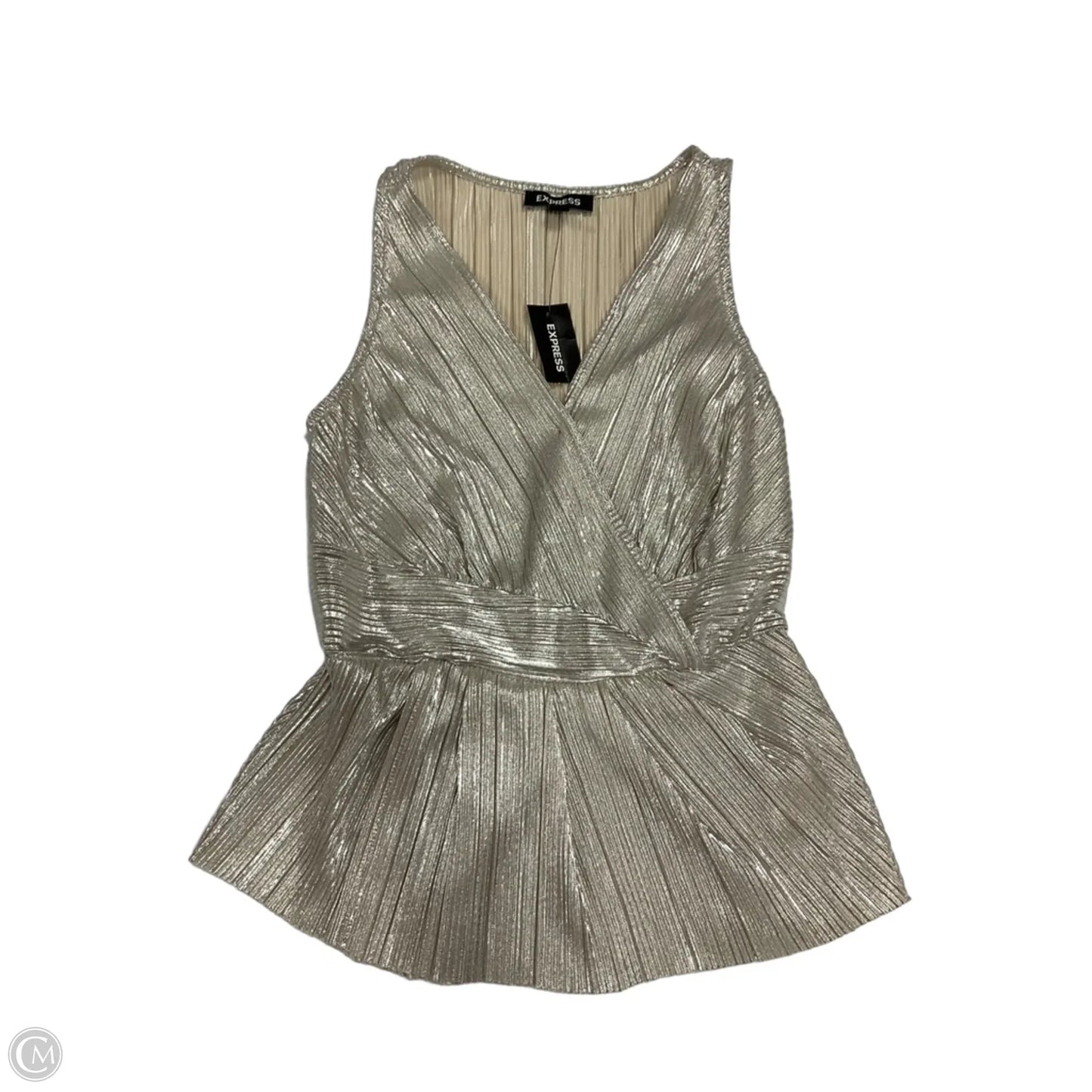 Top Sleeveless By Express In Silver, Size: Xs