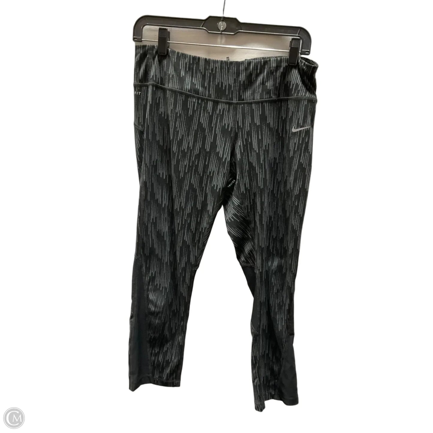 Athletic Leggings Capris By Nike Apparel In Black & Grey, Size: L