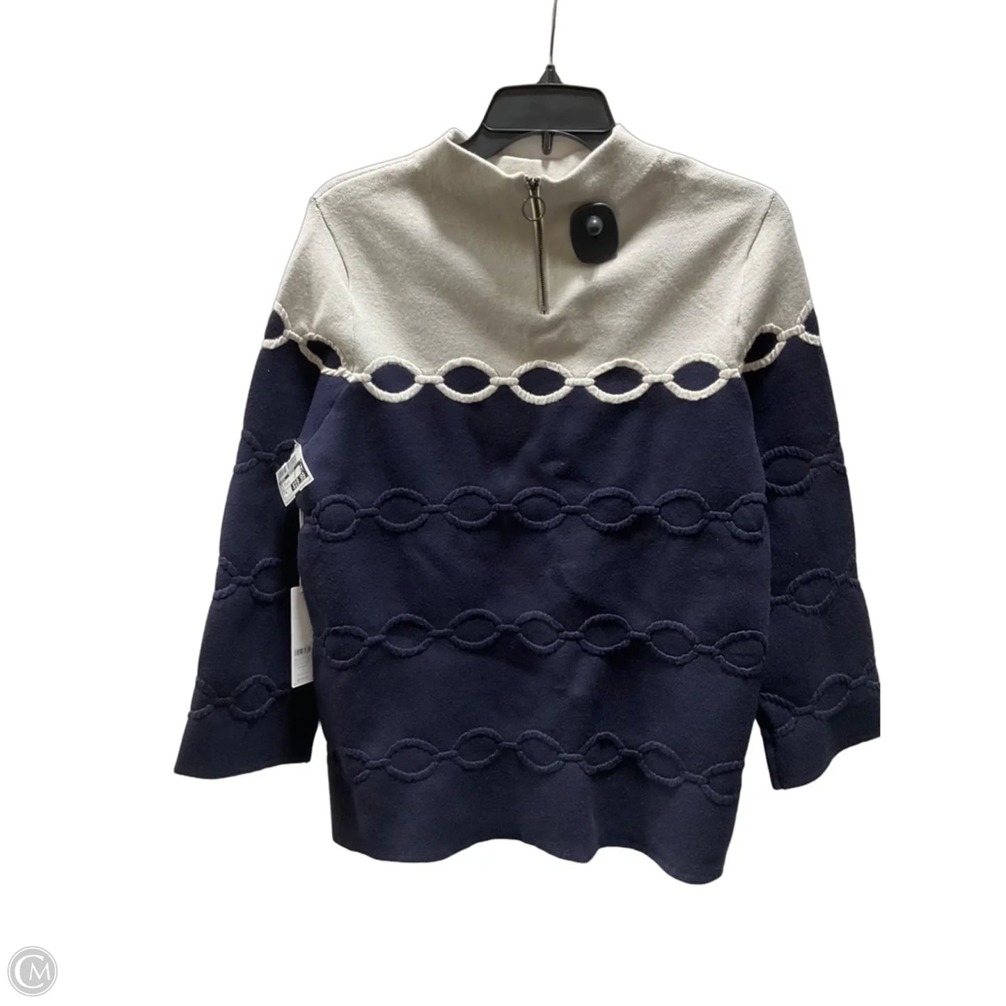 Top Long Sleeve By Chicos In Blue & White, Size: M