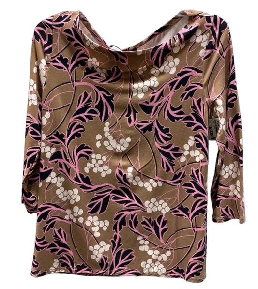 Top 3/4 Sleeve Basic By Ann Taylor In Floral Print, Size: M