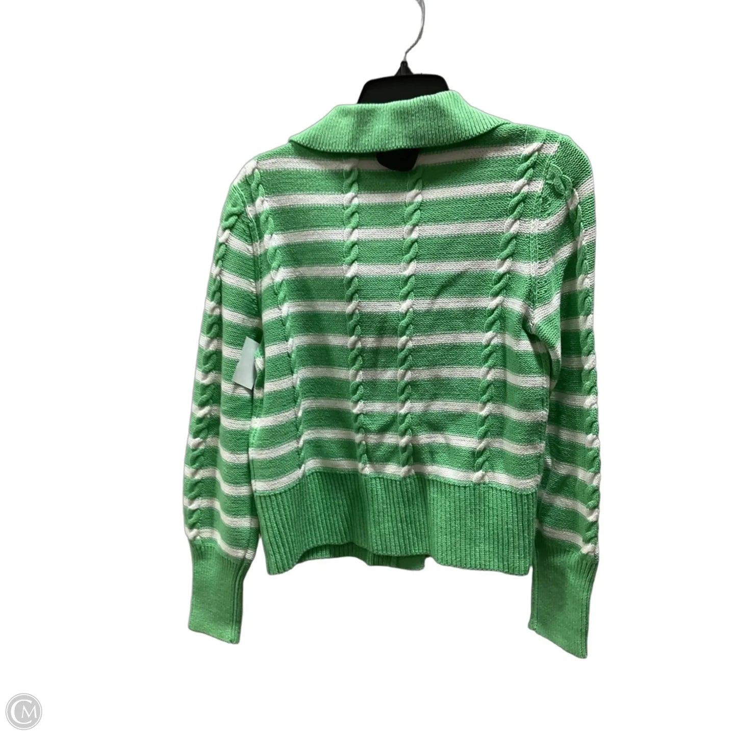 Cardigan By Talbots In Green & White, Size: S