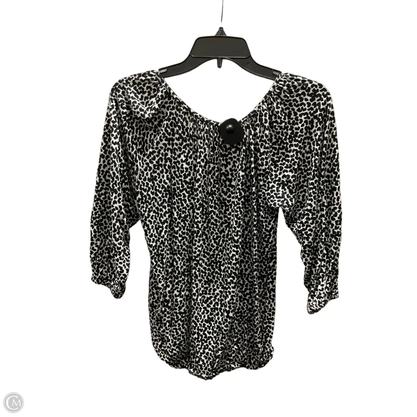 Top 3/4 Sleeve By Michael By Michael Kors In Black & White, Size: S