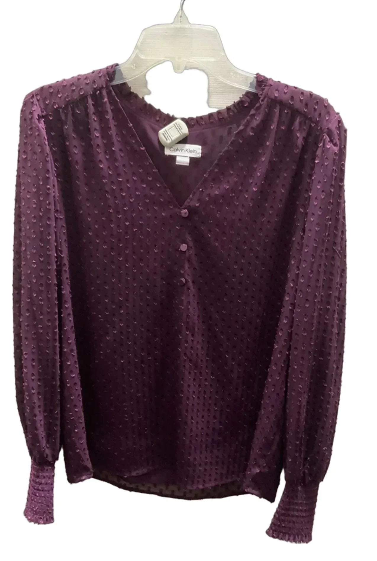 Top Long Sleeve By Calvin Klein In Purple, Size: M
