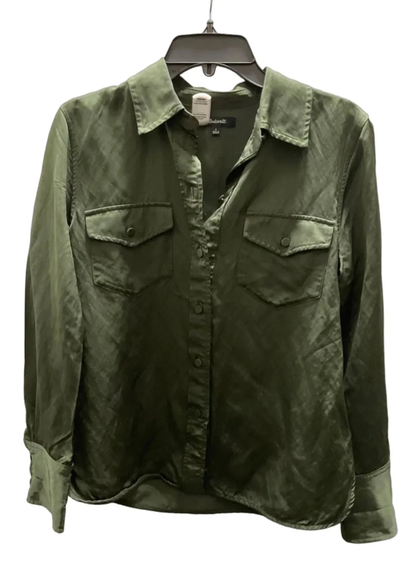 Blouse Long Sleeve By Madewell In Green, Size: 8