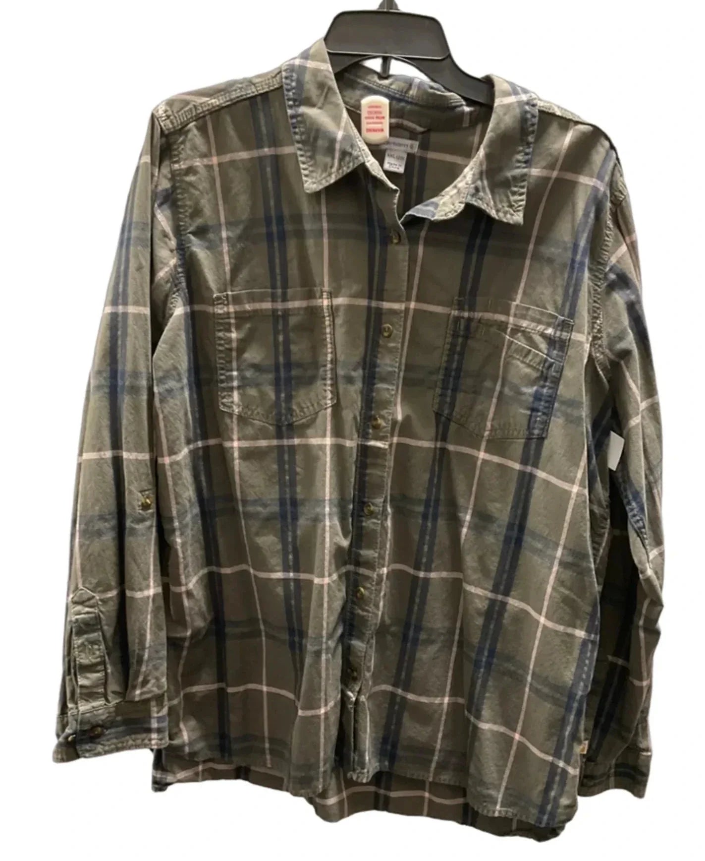 Blouse Long Sleeve By Carhartt In Plaid Pattern, Size: Xxl