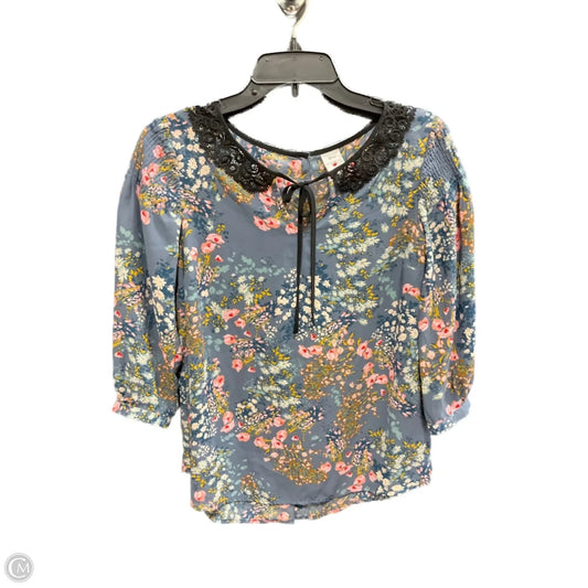 Top 3/4 Sleeve By Lc Lauren Conrad In Floral Print, Size: S