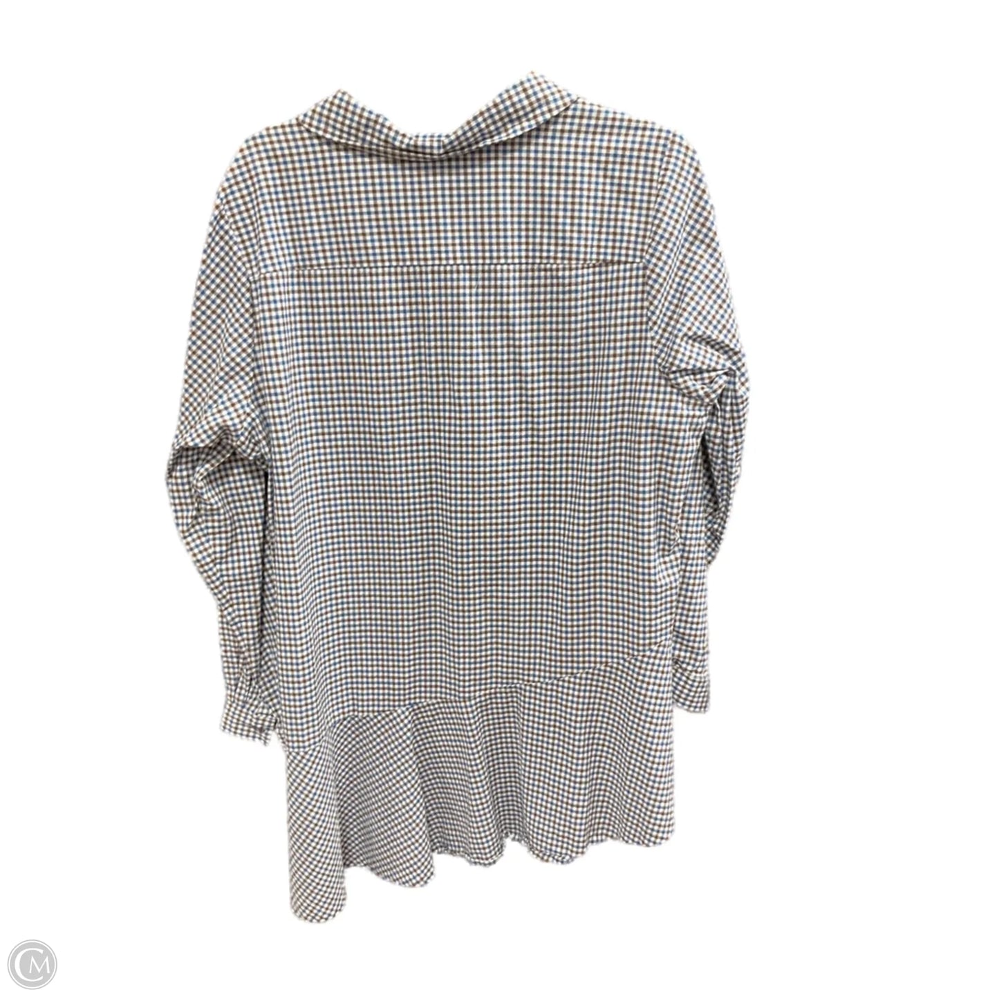 Top Long Sleeve By Joan Rivers In Blue & Brown, Size: 18