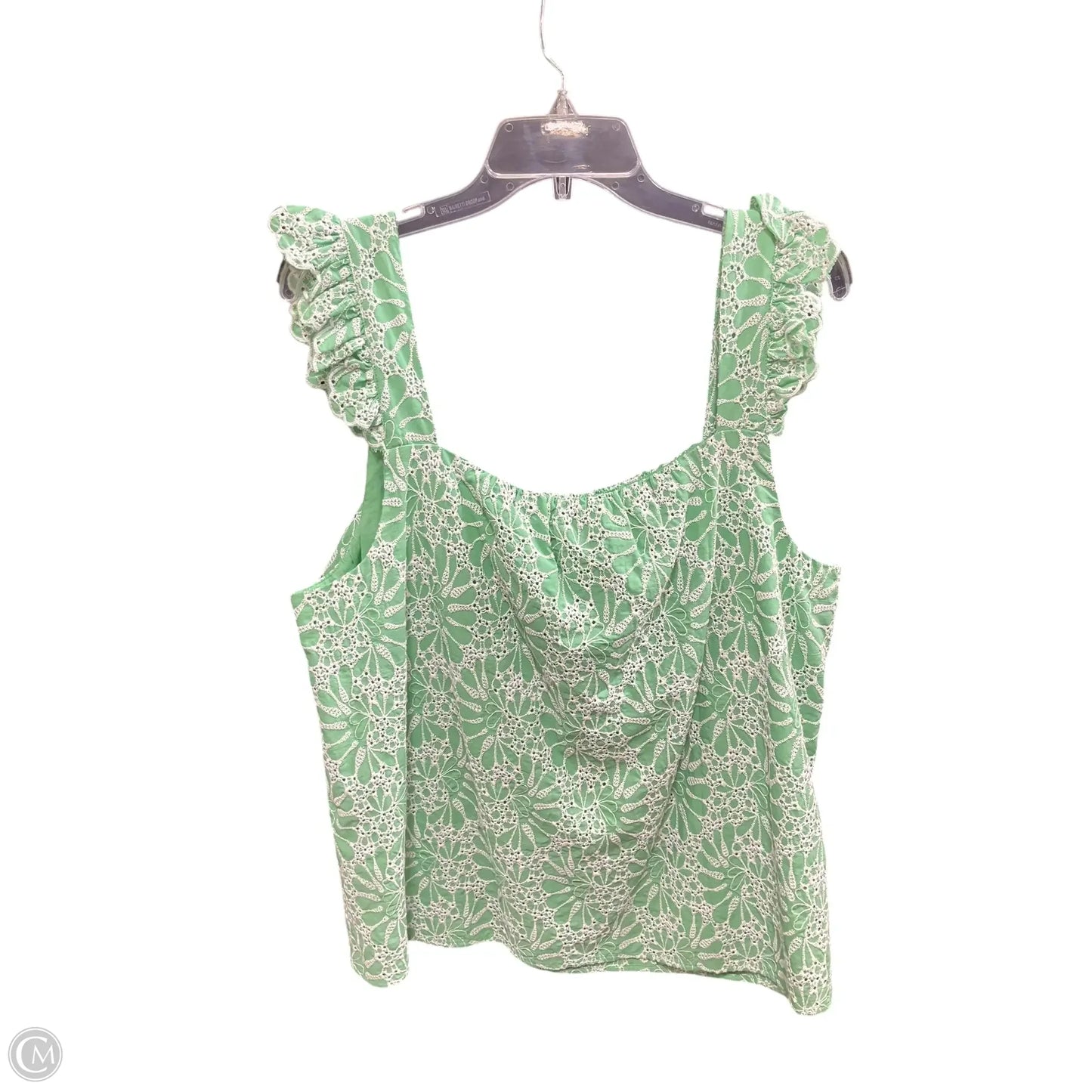 Top Sleeveless By Loft In Green & White, Size: Xl