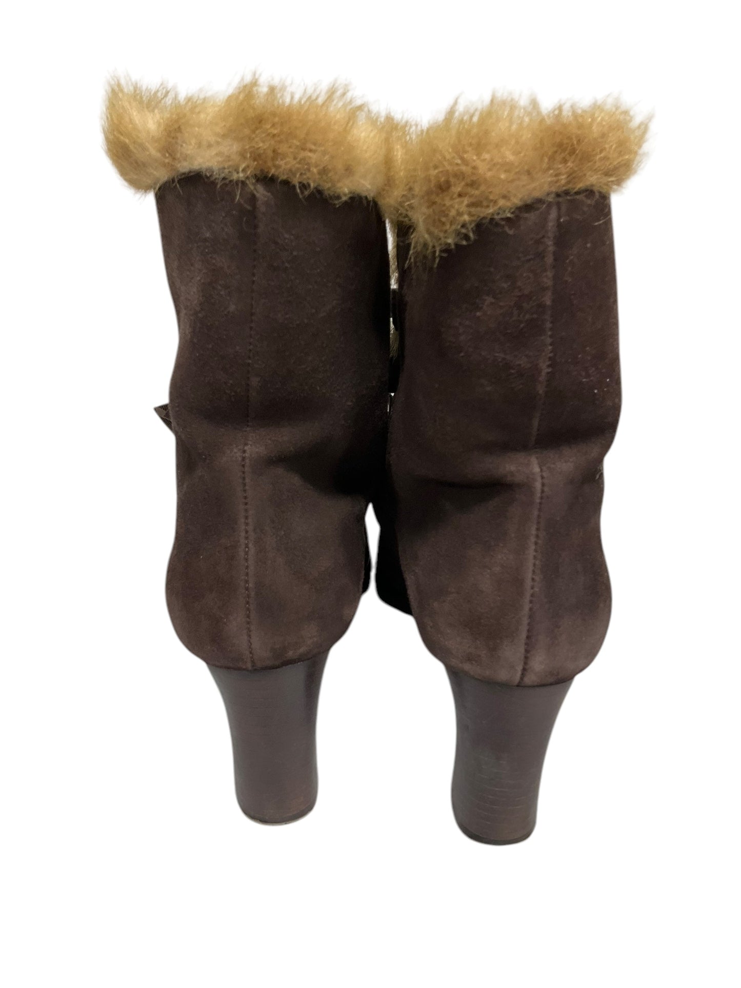 Boots Ankle Heels By Loft In Brown, Size: 7