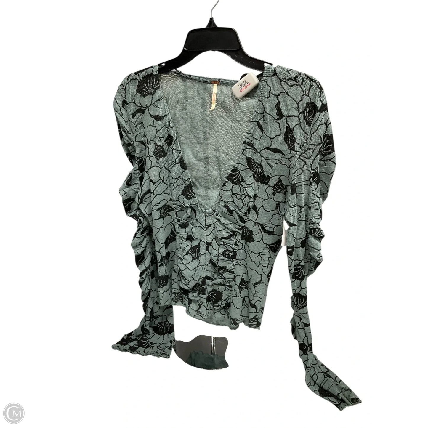 Top Long Sleeve By Free People In Black & Green, Size: L