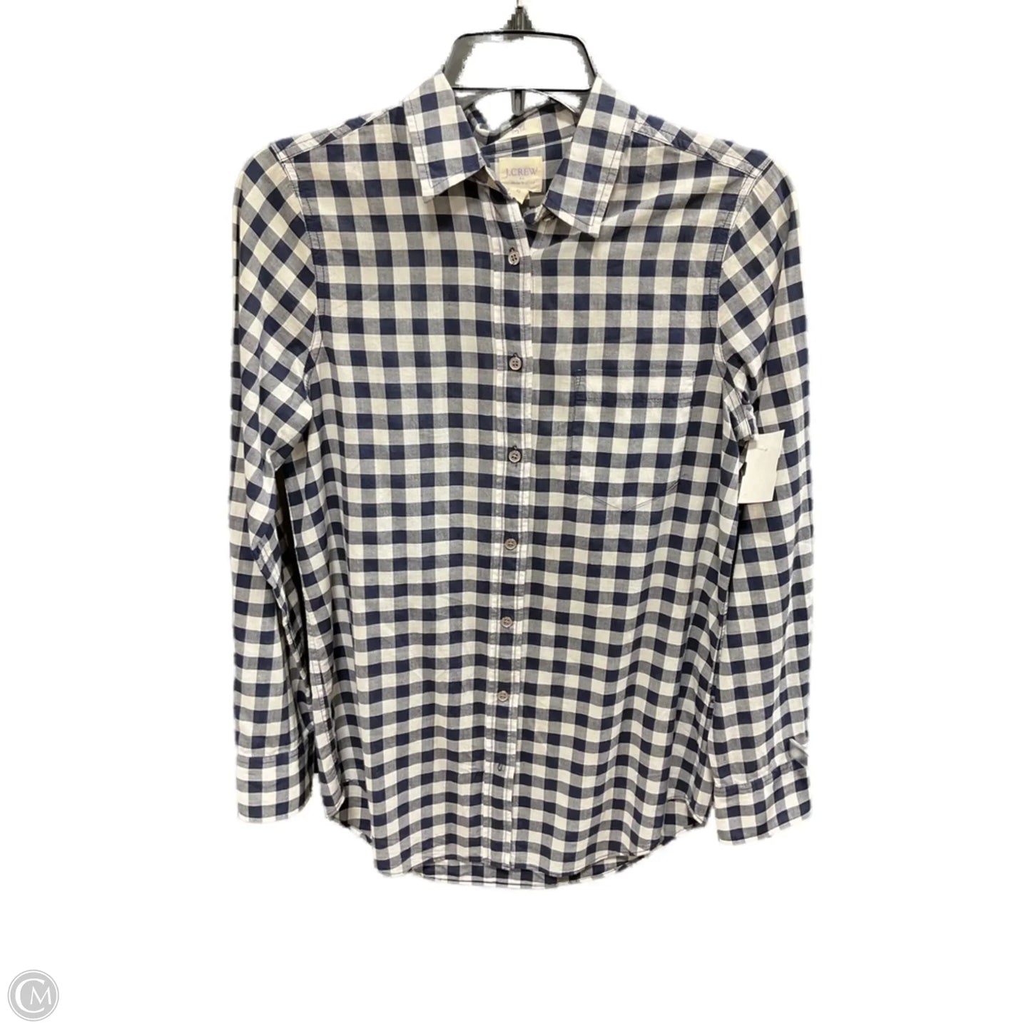 Blouse Long Sleeve By J. Crew In Checkered Pattern, Size: Xs