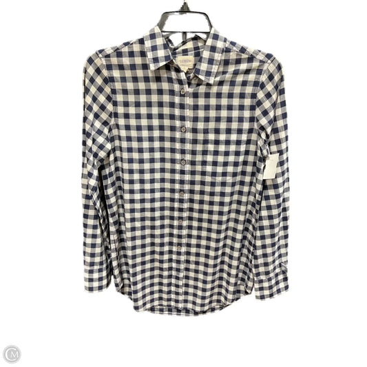 Blouse Long Sleeve By J. Crew In Checkered Pattern, Size: Xs