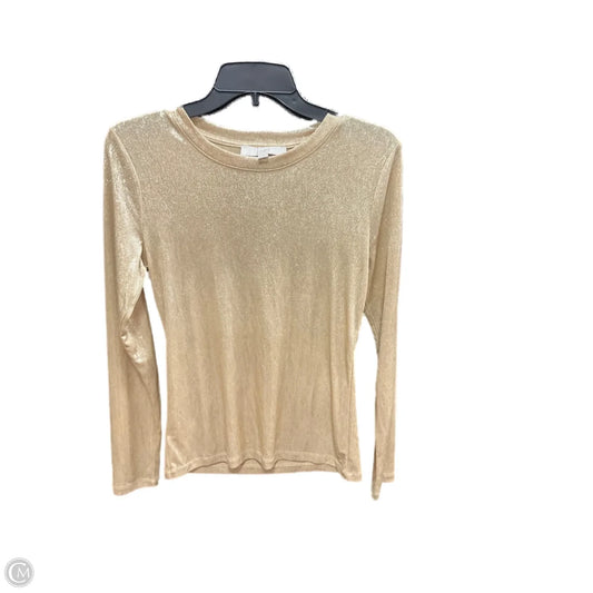 Top Long Sleeve Basic By Loft In Gold, Size: M