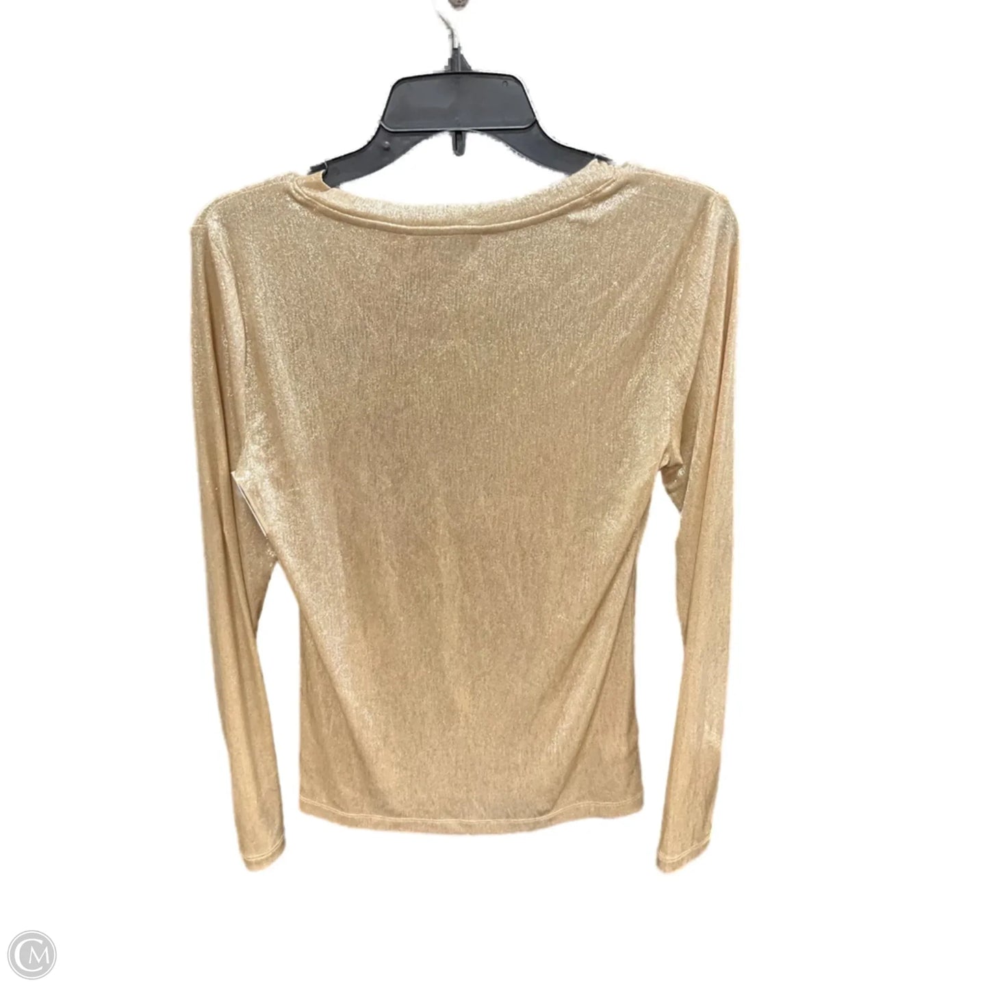 Top Long Sleeve Basic By Loft In Gold, Size: M
