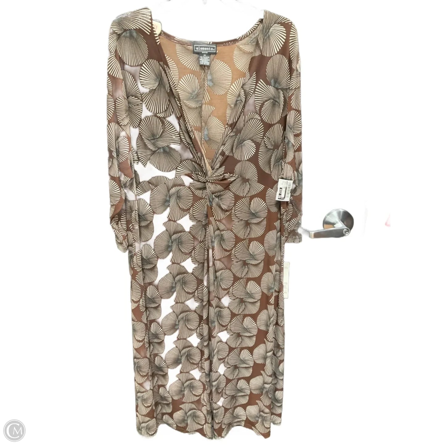 Dress Casual Midi By Elementz In Brown & Cream, Size: 3x