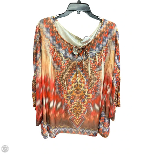 Top 3/4 Sleeve By One World In Multi-colored, Size: 2x