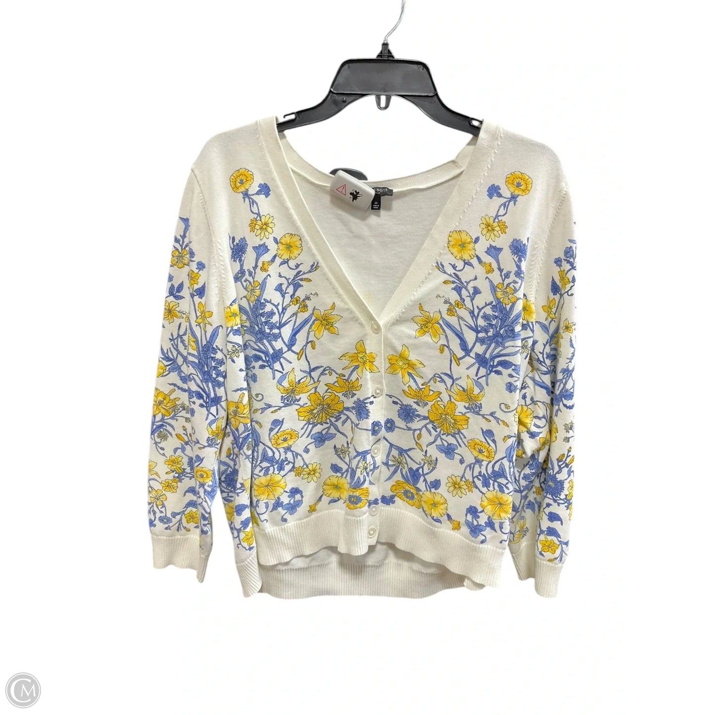 Sweater Cardigan By Talbots In Floral Print, Size: 2x