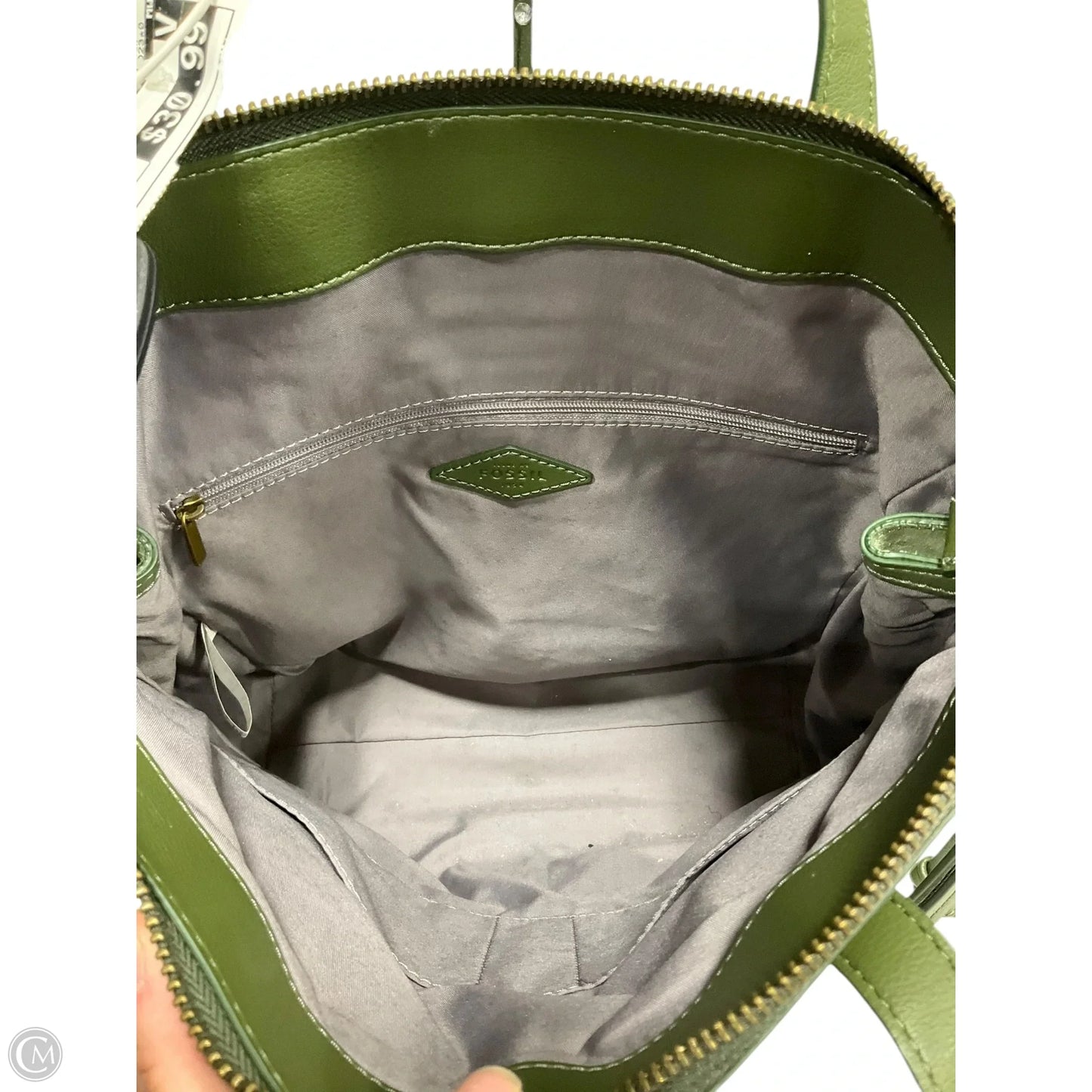 Handbag Leather By Fossil, Size: Medium