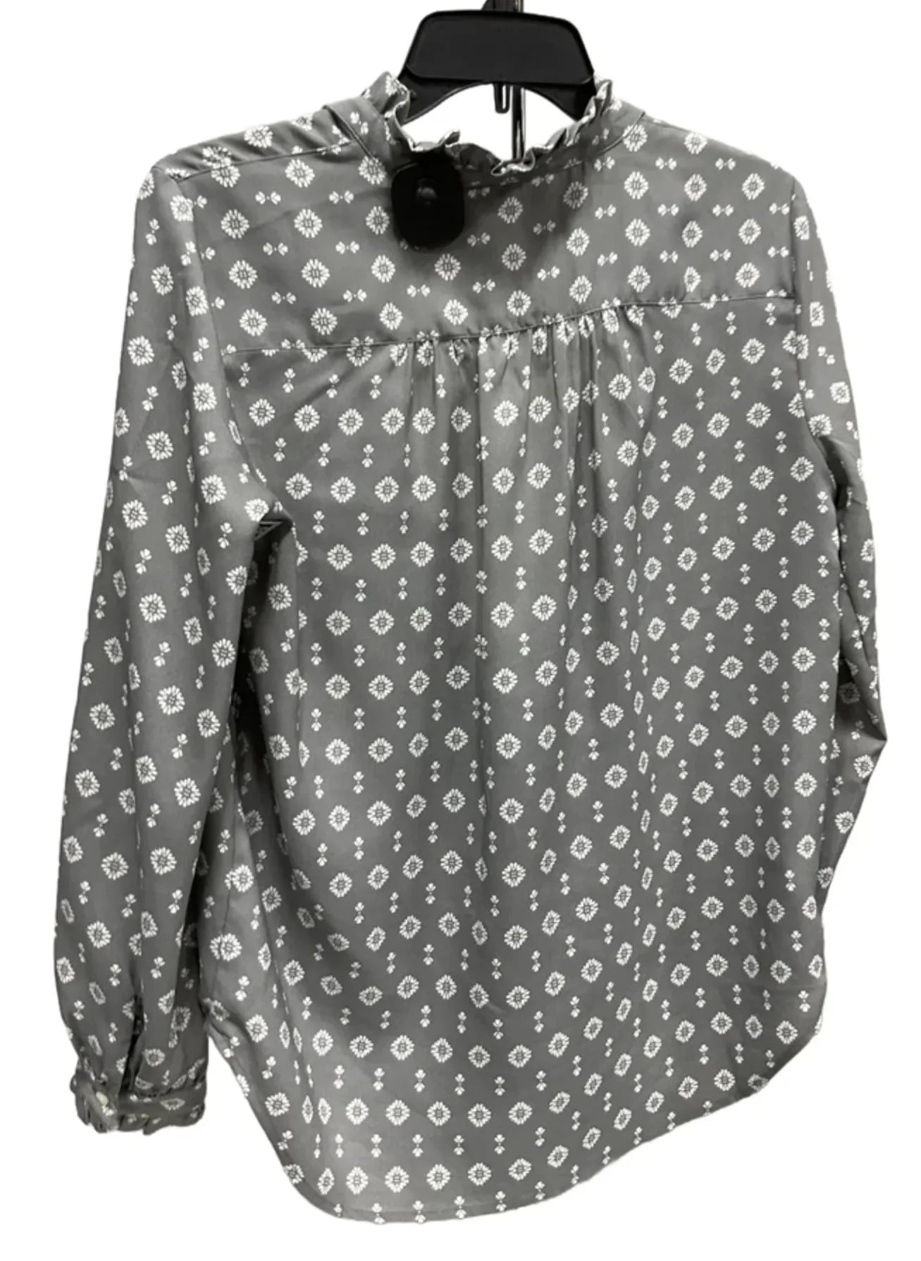 Top Long Sleeve By Ann Taylor In Grey & White, Size: S