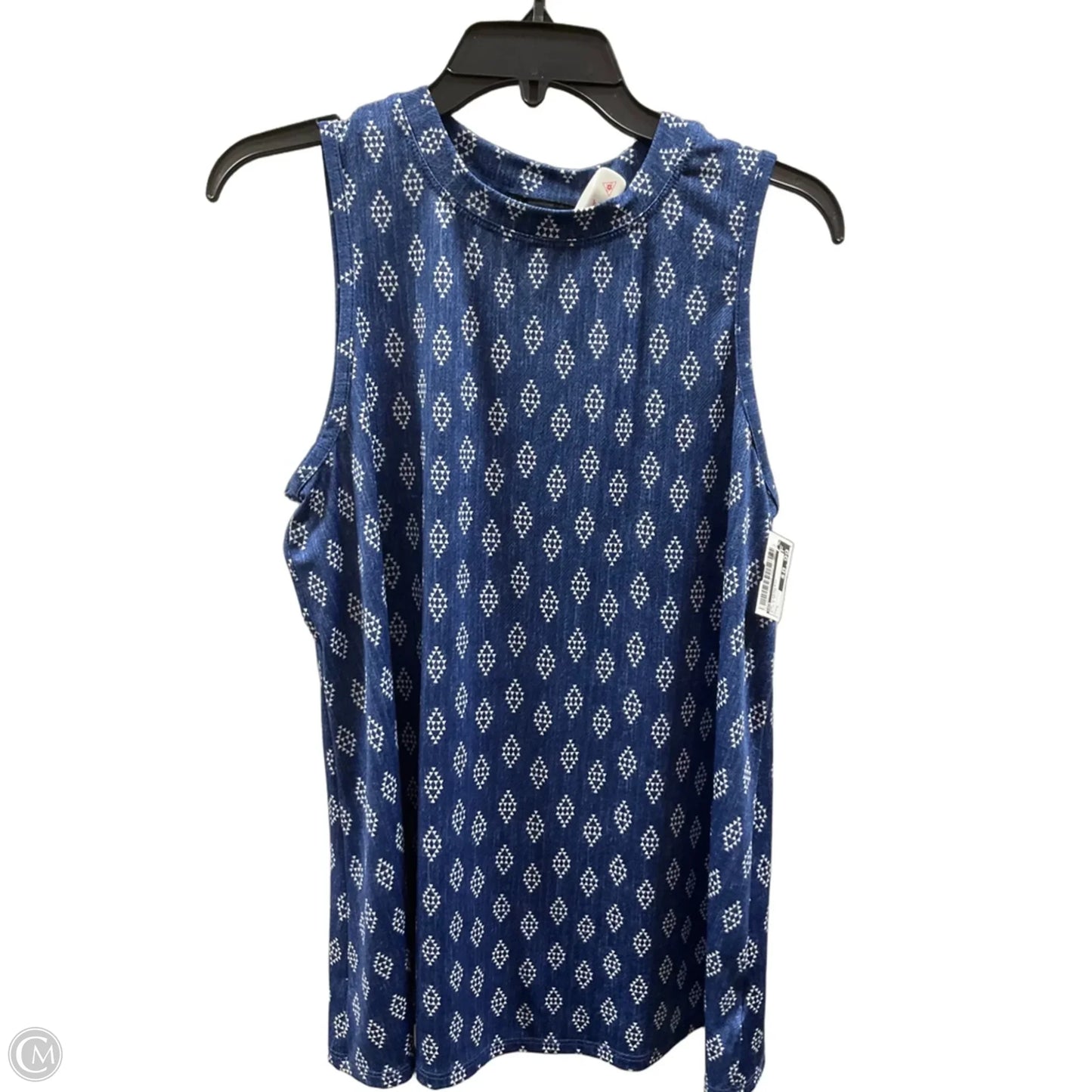 Top Sleeveless By Agb In Blue & White, Size: L