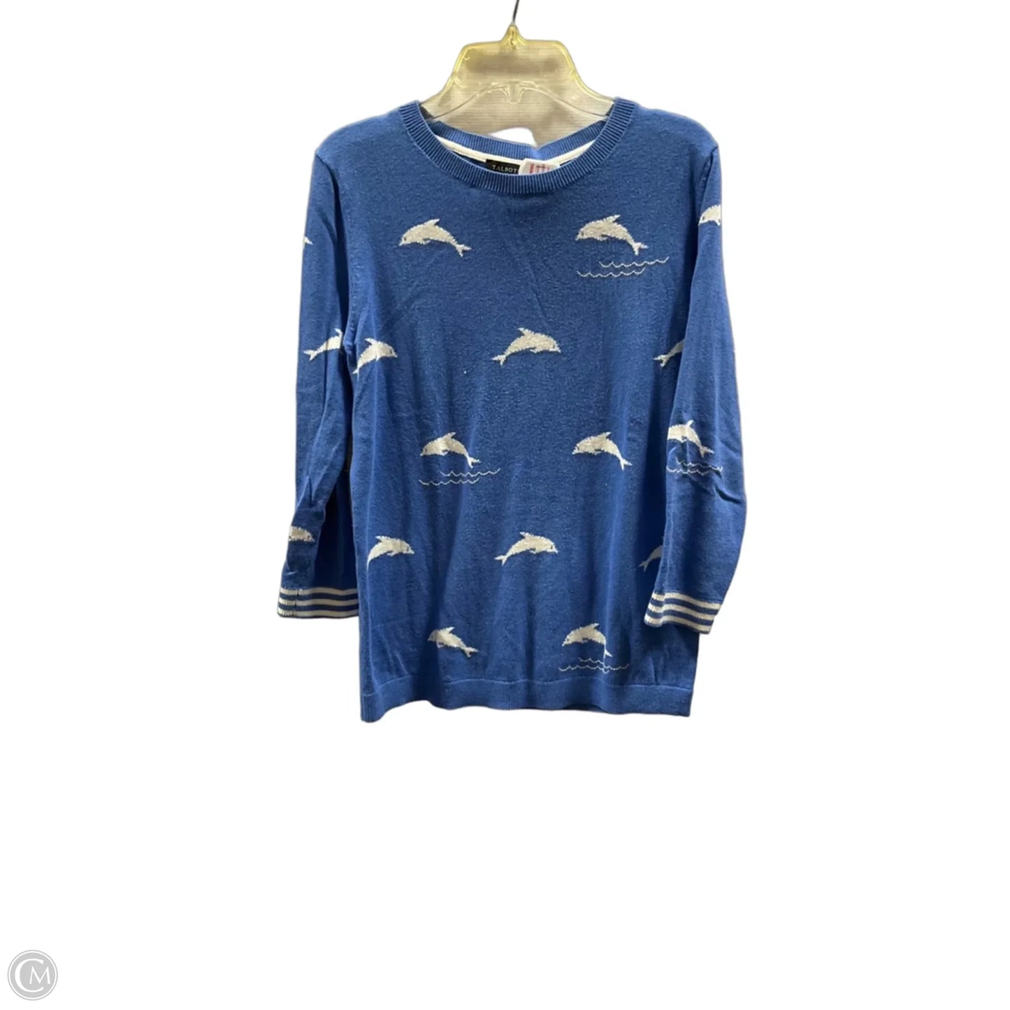 Top Long Sleeve By Talbots In Blue & White, Size: Xs