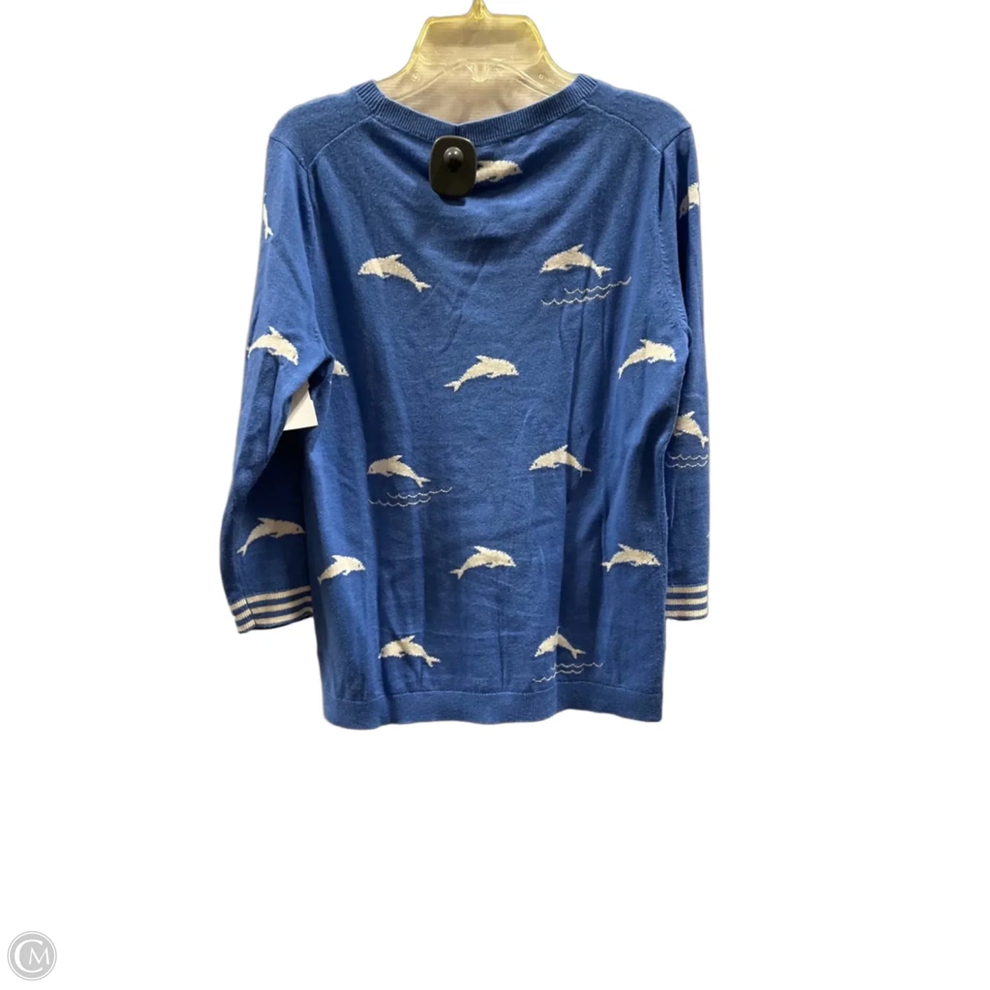 Top Long Sleeve By Talbots In Blue & White, Size: Xs