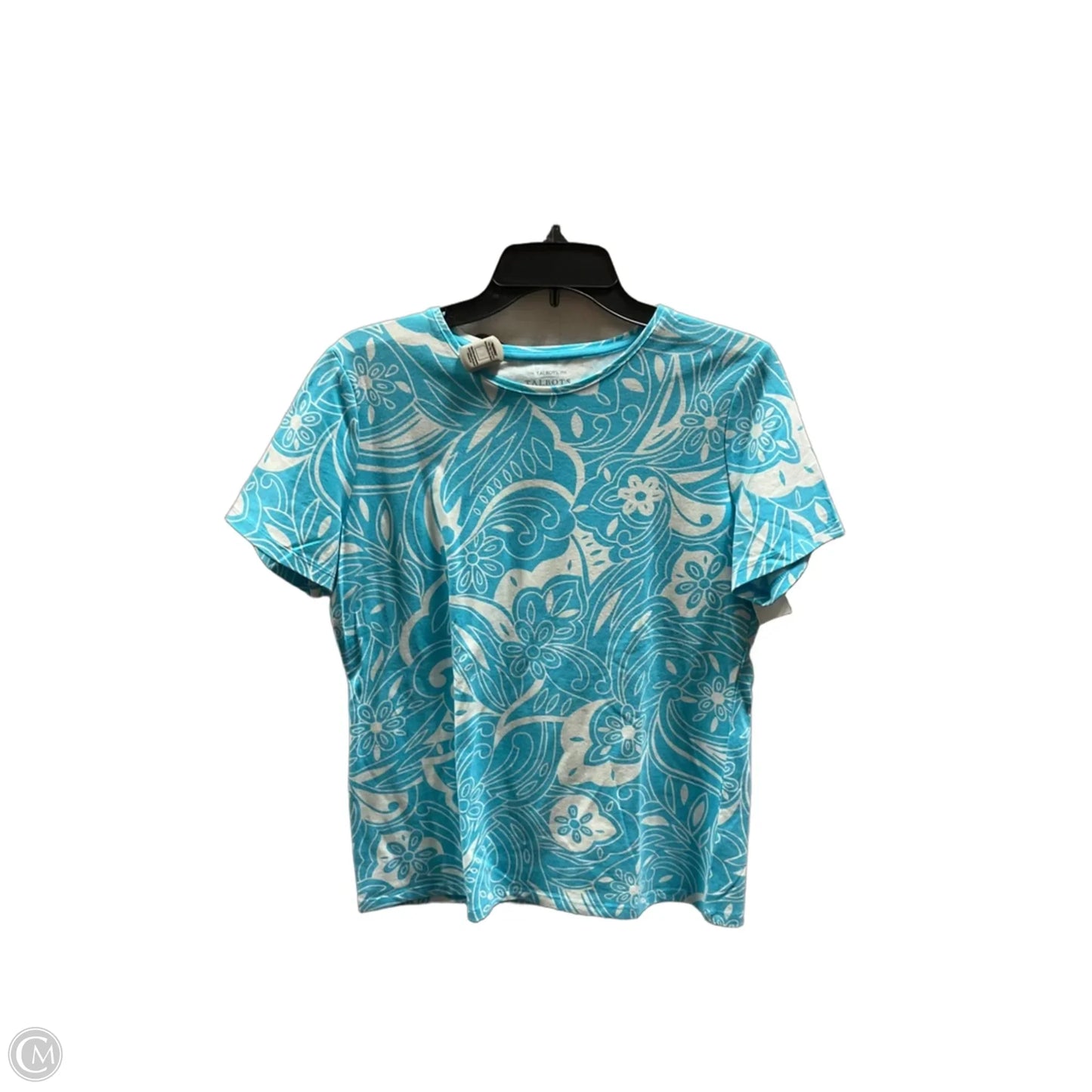 Top Short Sleeve Basic By Talbots In Blue & White, Size: M