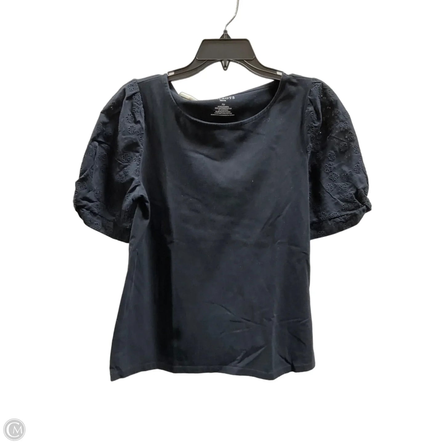 Top Short Sleeve By Talbots In Black, Size: Mp