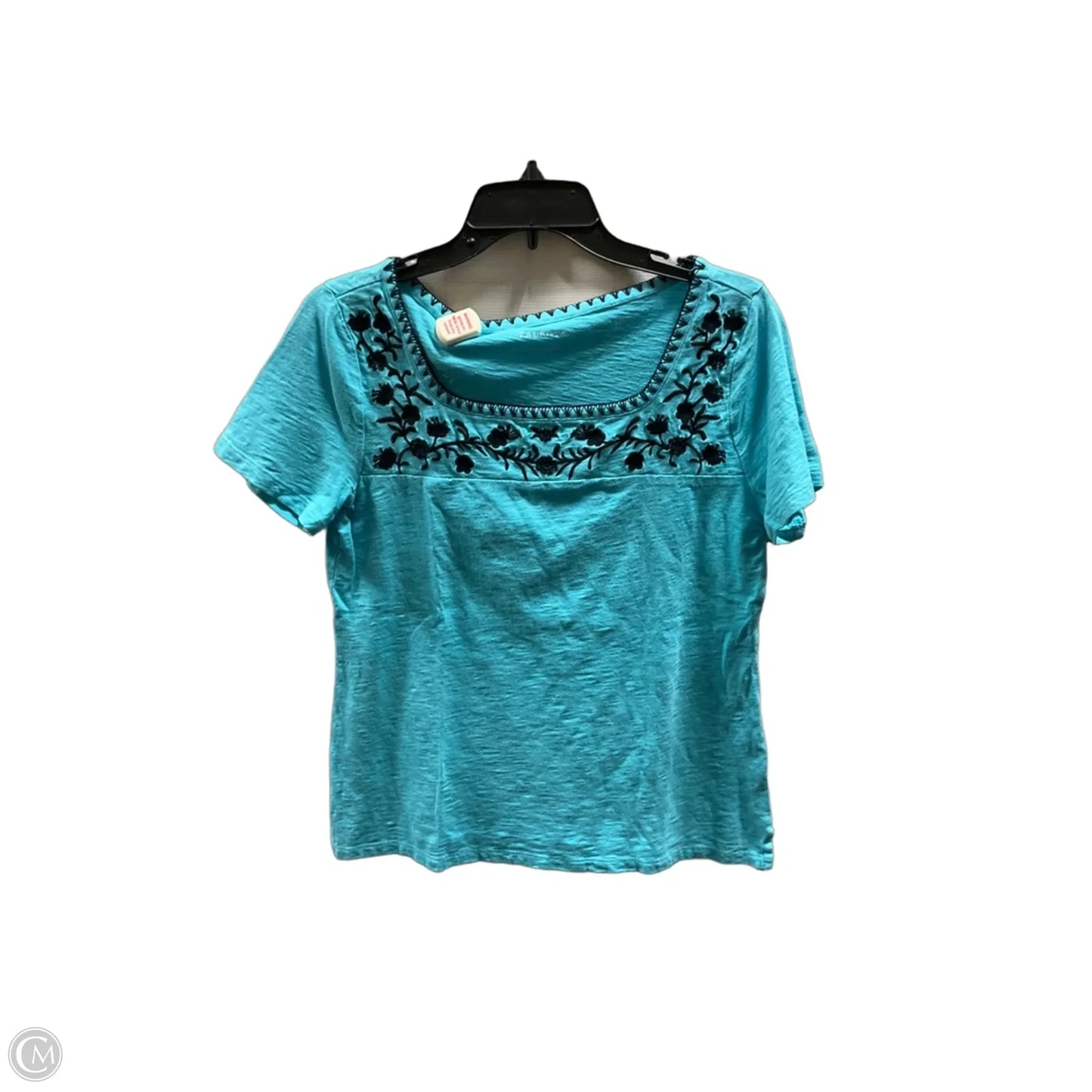 Top Short Sleeve Basic By Talbots In Black & Blue, Size: S