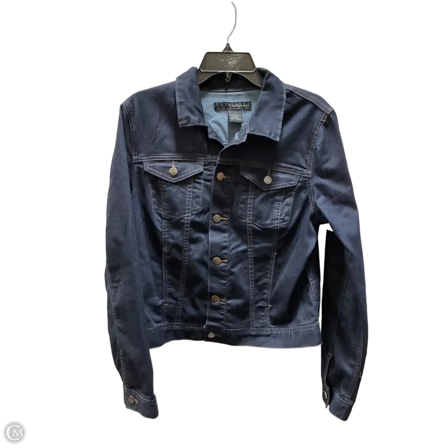 Jacket Denim By Calvin Klein In Blue Denim, Size: L