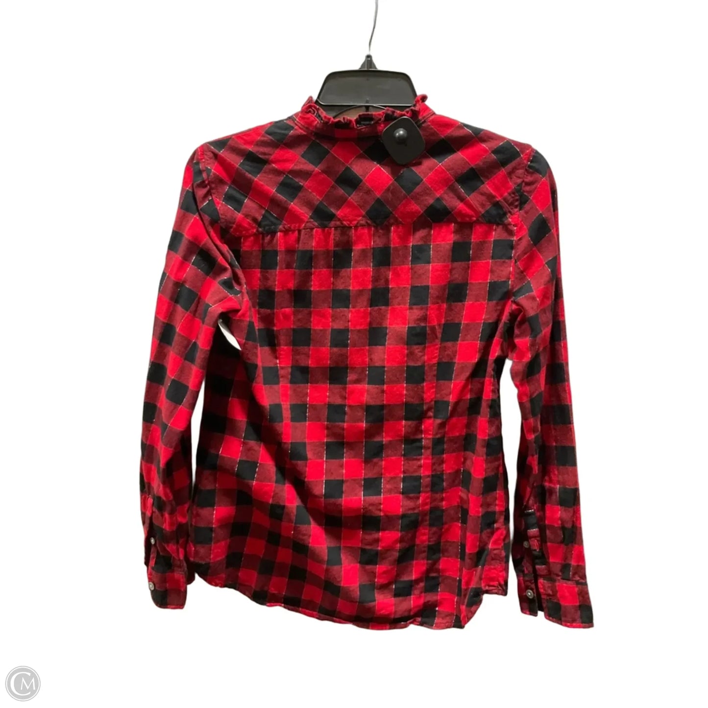 Blouse Long Sleeve By J. Crew In Checkered Pattern, Size: Xs