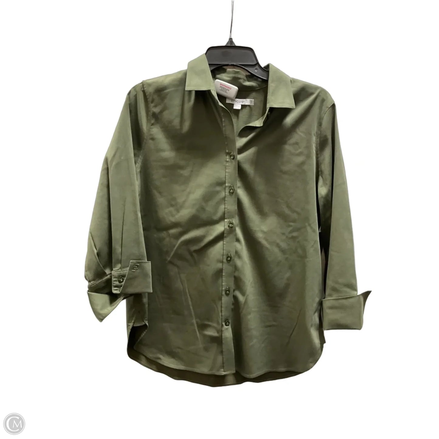 Blouse Long Sleeve By Chicos In Green, Size: S