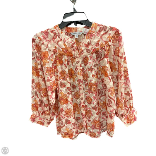 Top Long Sleeve By Ophelia Roe In Orange & Pink, Size: S