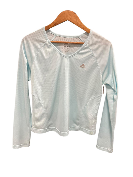 Athletic Top Long Sleeve Crewneck By Adidas In Aqua, Size: L
