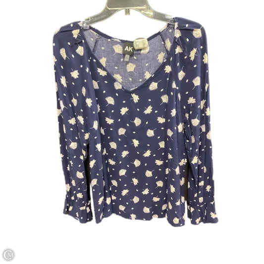 Top Long Sleeve By Anne Klein In Blue & White, Size: M