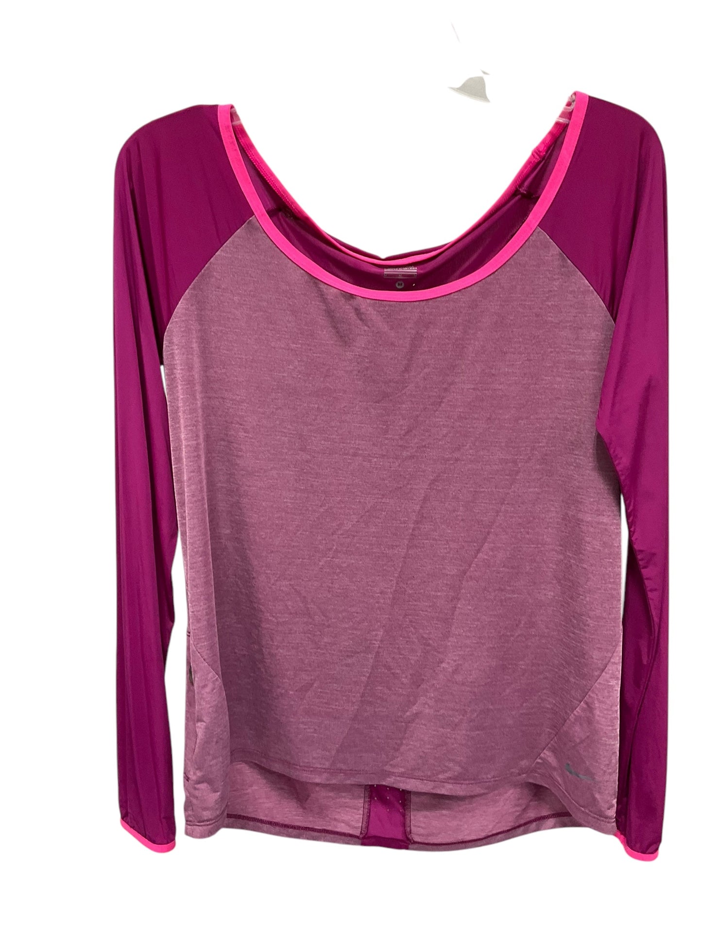 Athletic Top Long Sleeve Crewneck By Nike Apparel In Pink, Size: M