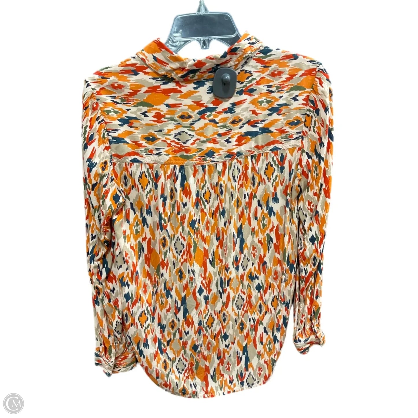 Blouse Long Sleeve By Beachlunchlounge In Green & Orange, Size: S