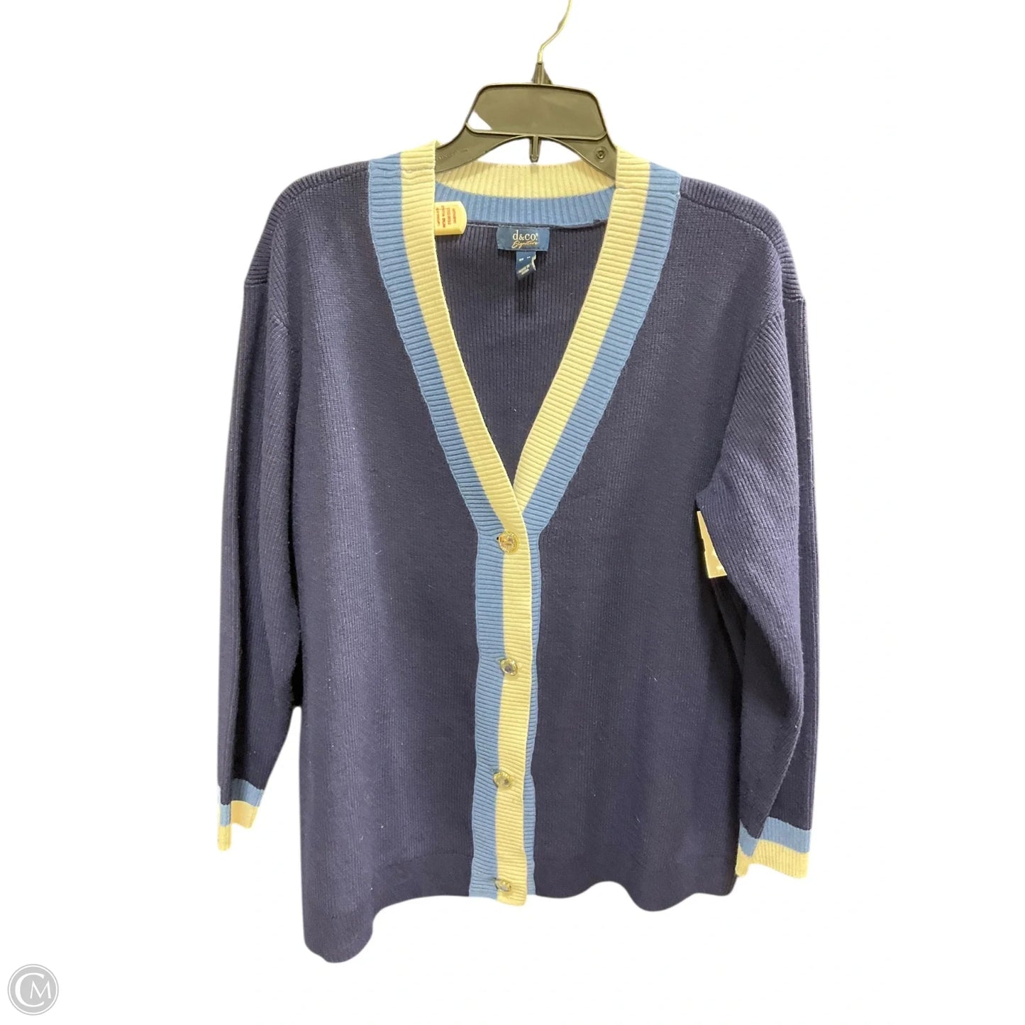 Sweater Cardigan By Denim And Company In Blue, Size: Xl