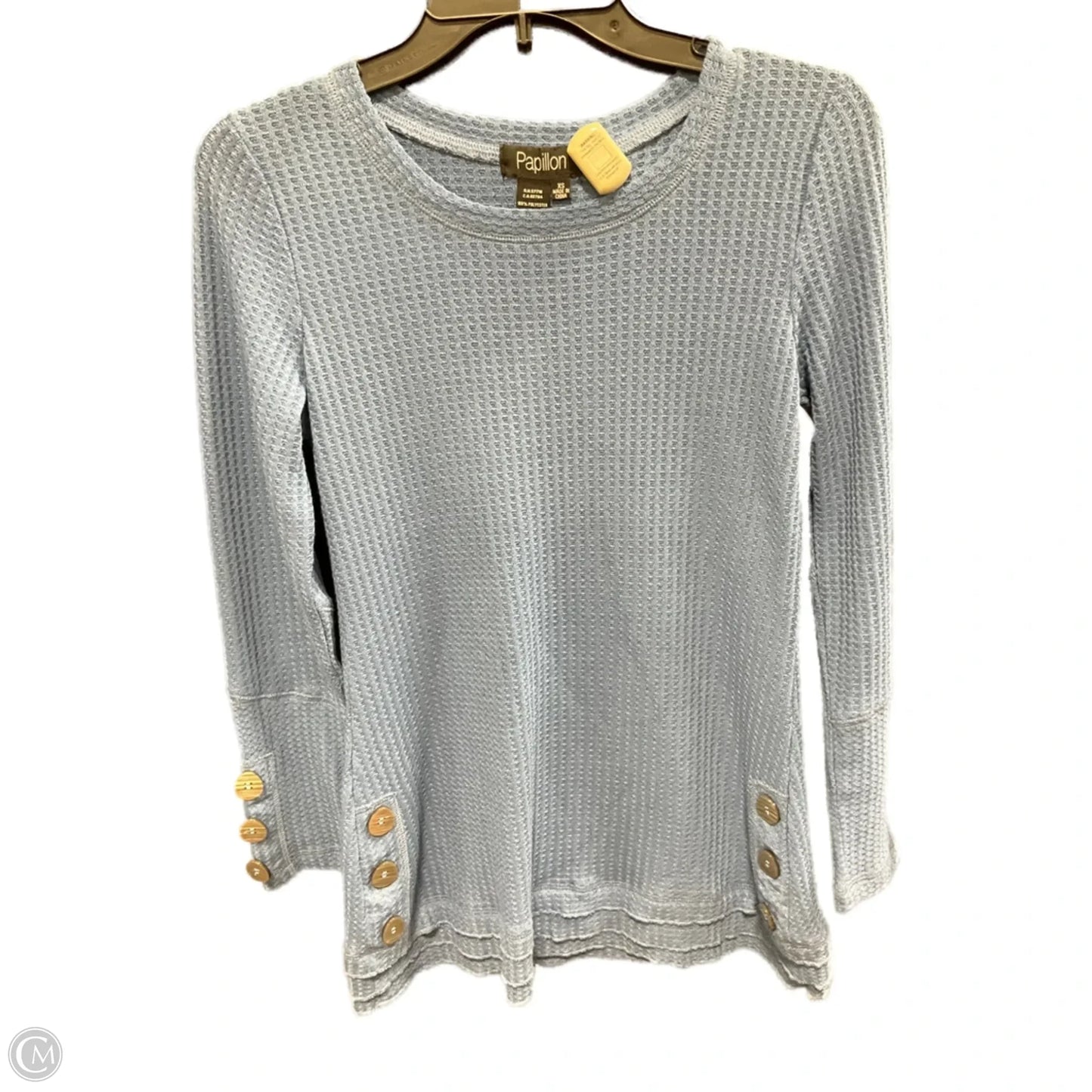 Top Long Sleeve By Papillion In Blue, Size: Xs