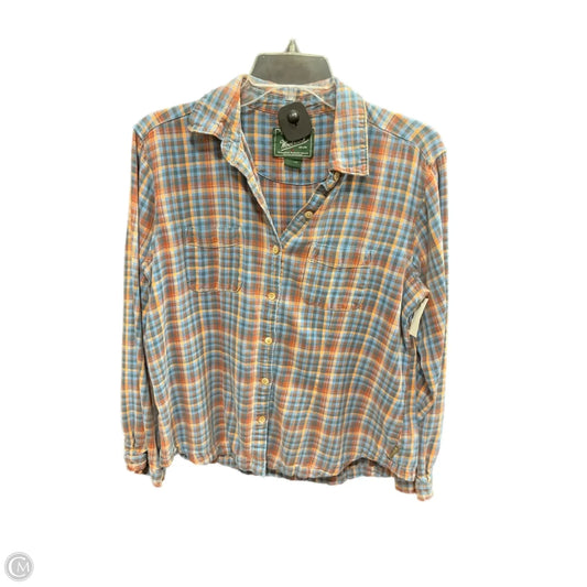 Blouse Long Sleeve By Woolrich In Blue & Orange, Size: M