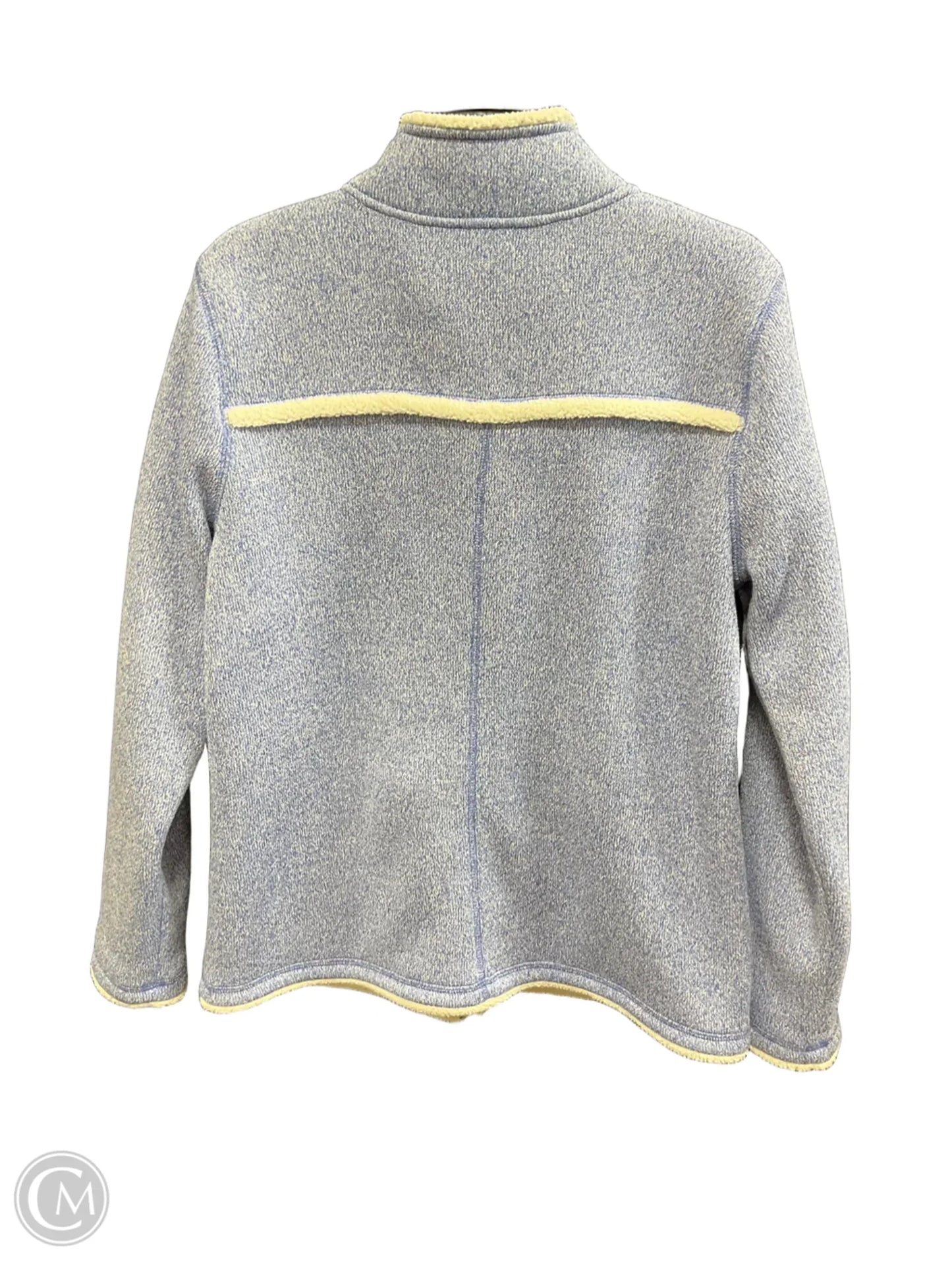 Jacket Fleece By Talbots In Blue & Cream, Size: L