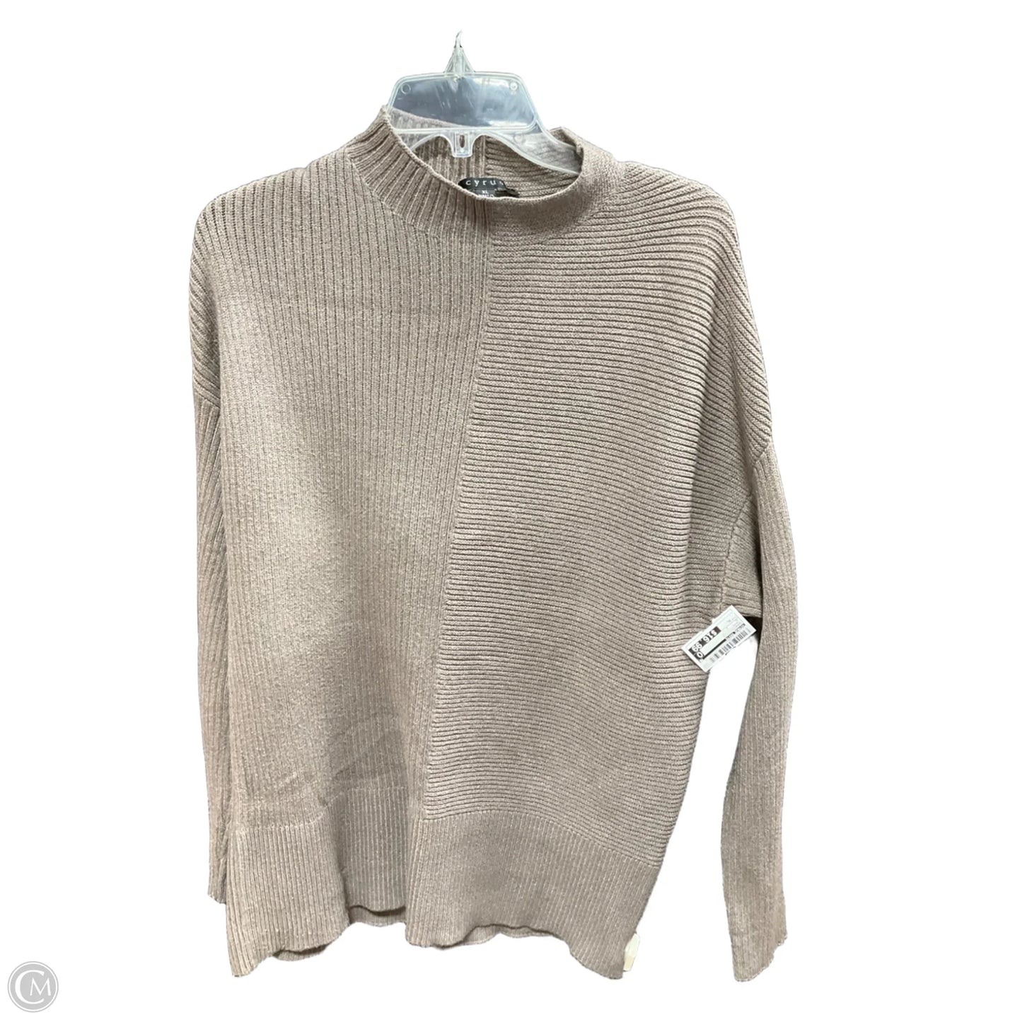 Sweater By Cyrus Knits In Taupe, Size: Xl