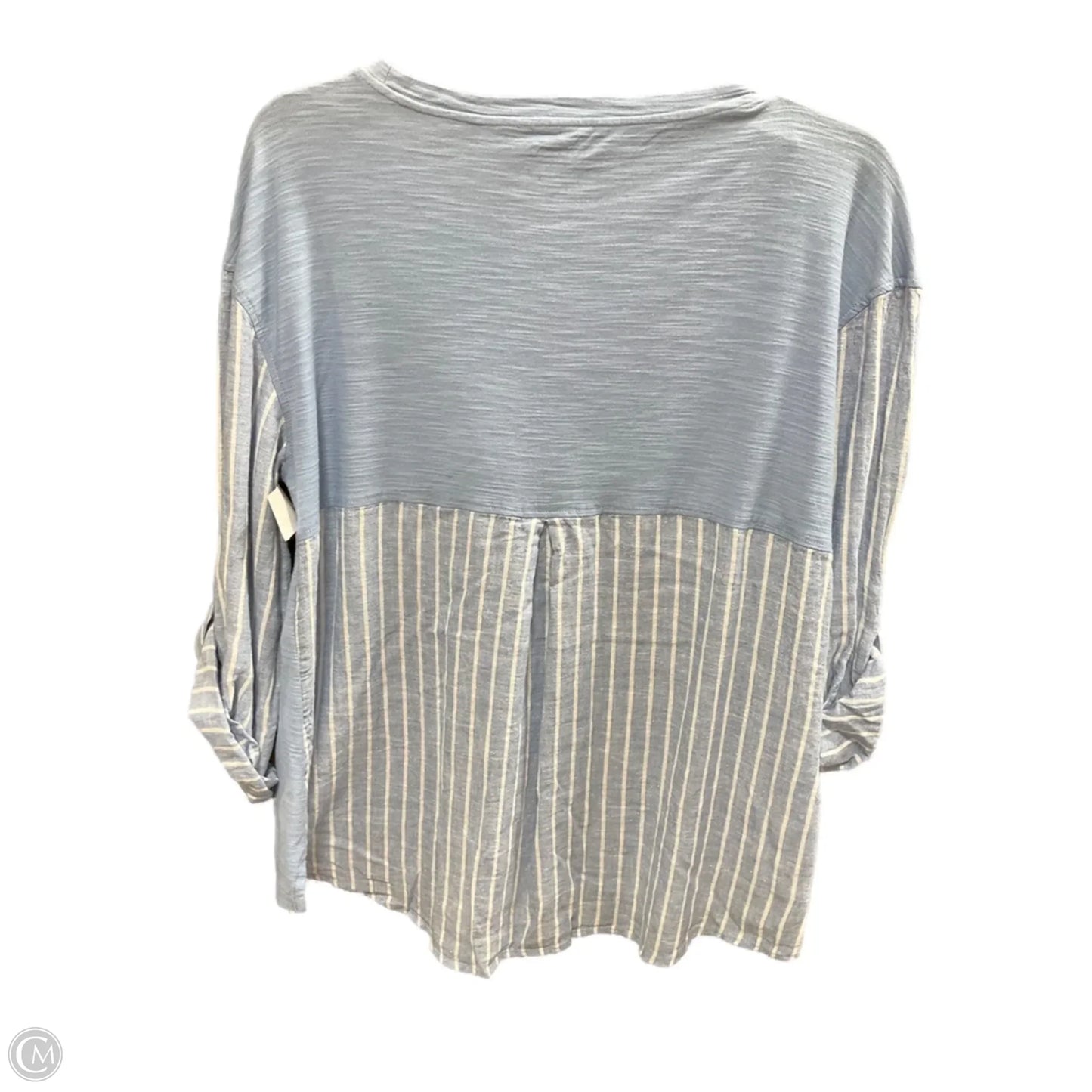 Top Long Sleeve By West Bound In Blue & White, Size: M